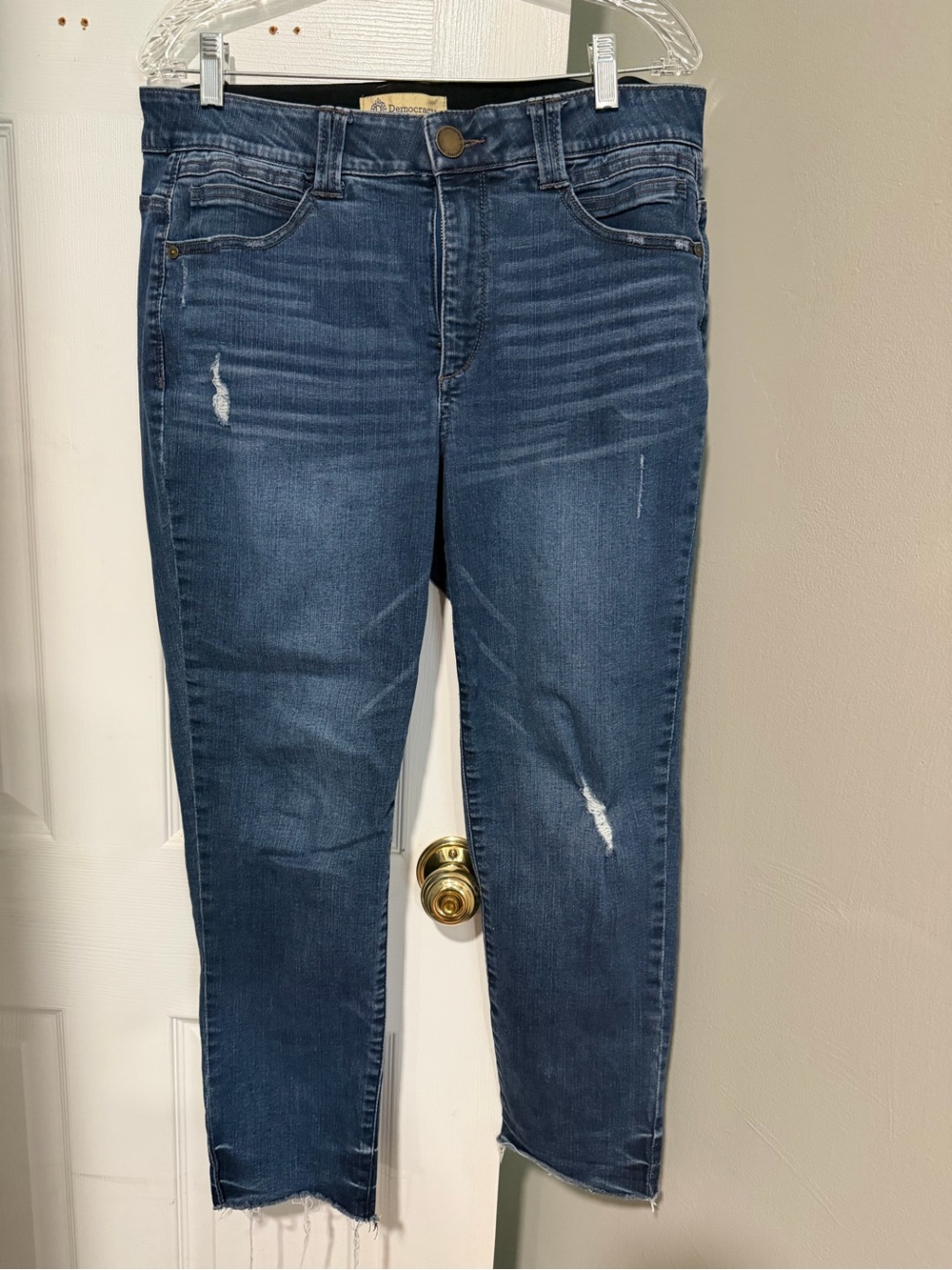 Democracy Dark Blue Distressed Ankle Jeans